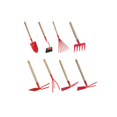8pcs pequeñas herramientas de mano / jardín con el mismo conjunto de muestras de acero al carbono mango de madera